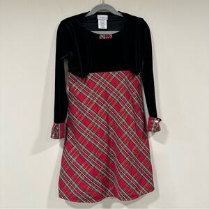 GEORGE Girls Holiday Christmas Plaid Velour Bolero Dress Size 6